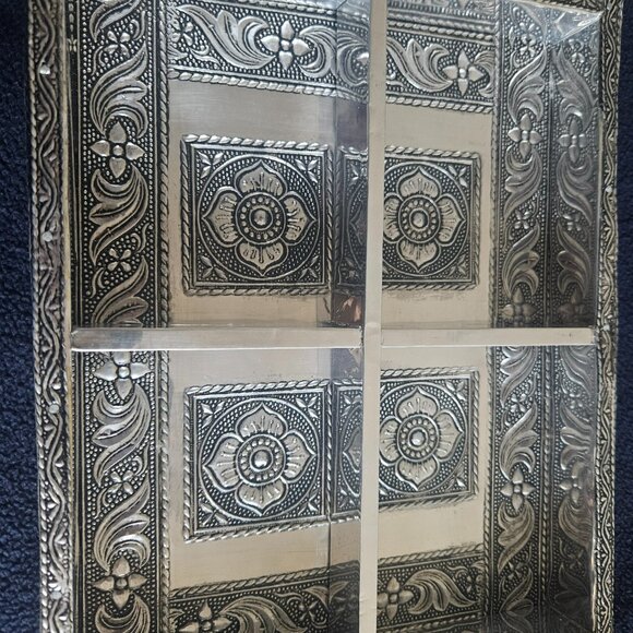 Handmade Wooden Serving Tray with silver work art handcrafted - Picture 3 of 5
